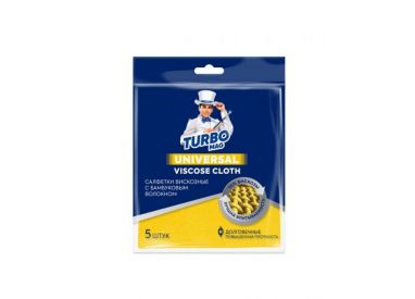 Салфетки вискозные TURBOMAG UNIVERSAL 35x35 см, 90 гр/м2 желтые, 5 шт.