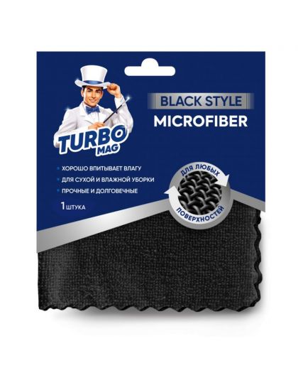Салфетка универсальная TURBOMAG BLACK STYLE, микрофибра 220г/м2, 30*30 см, 1 шт.