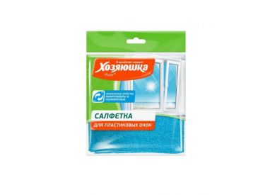 Салфетка ХОЗЯЮШКА Мила для пластиковых окон, микрофибра 250 гр/м2, 30*30 см, 1 шт.