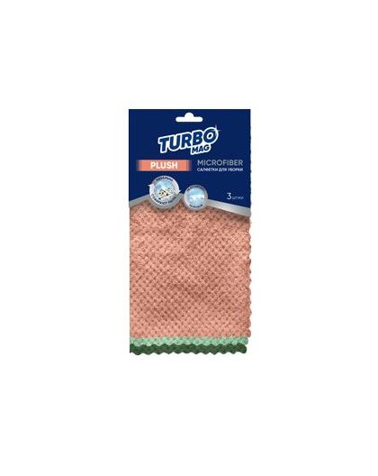 Салфетка TURBOMAG PLUSH микрофибра антипыль 250 г/м2, УЗ, 30х30 см, 3 шт.