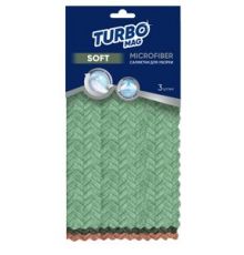 Салфетка TURBOMAG SOFT, микрофибра елочка 300 г/м2, УЗ, 30х30 см, 3 шт.