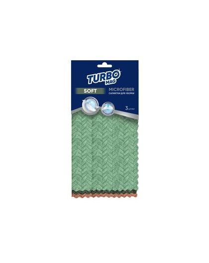 Салфетка TURBOMAG SOFT, микрофибра елочка 300 г/м2, УЗ, 30х30 см, 3 шт.