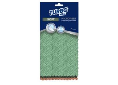 Салфетка TURBOMAG SOFT, микрофибра елочка 300 г/м2, УЗ, 30х30 см, 3 шт.