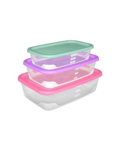 Набор прямоугольных емкостей для продуктов Fusion 3шт (1,7л, 1л, 0,55л)