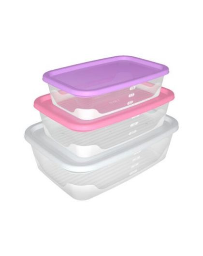 Набор прямоугольных емкостей для продуктов Fusion 3шт (2,7л, 1,7л, 1л)