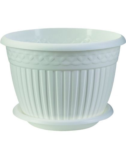 Кашпо с блюдцем Византия (15л) Цв. Белый (Арт. КШ-1173)