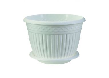 Кашпо с блюдцем Византия (15л) Цв. Белый (Арт. КШ-1173)