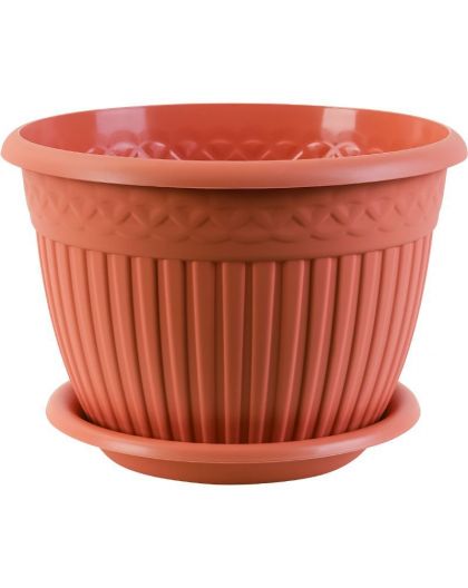 Кашпо с блюдцем Византия (15л) Цв. Карамельный (Арт. КШ-1174)