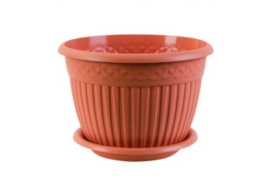 Кашпо с блюдцем Византия (15л) Цв. Карамельный (Арт. КШ-1174)