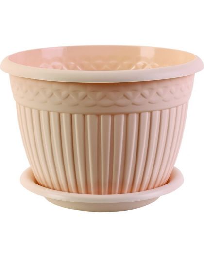 Кашпо с блюдцем Византия (15л) Цв. Пудровый (Арт. КШ-1176)