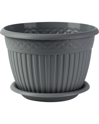 Кашпо с блюдцем Византия (15л) Цв. Серый жемчуг (Арт. КШ-1177)