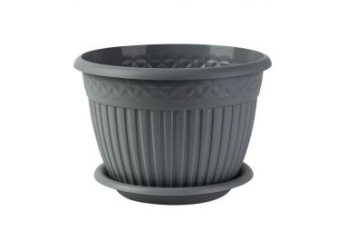 Кашпо с блюдцем Византия (15л) Цв. Серый жемчуг (Арт. КШ-1177)