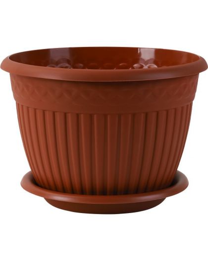 Кашпо с блюдцем Византия (15л) Цв. Терракот (Арт. КШ-1178)