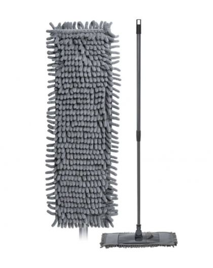 Швабра плоская с телескоп. ручкой со сменной насадкой из микрофибры сирень 420*150*750мм (Темно-серый)