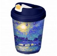 Термостакан с клапаном и декором ЛУННАЯ НОЧЬ 300мл (Синий)