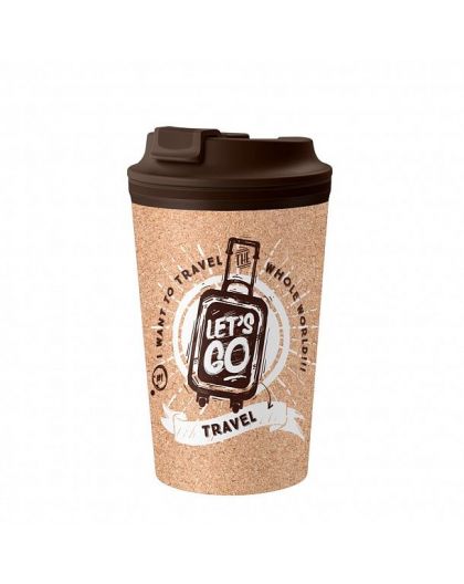 Термостакан с клапаном с декором TRAVEL 350мл (Коричневый)