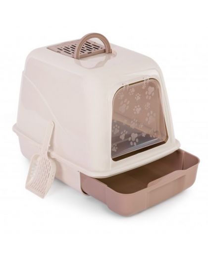 Туалет для кошек закрытый (с выдвижным лотком) ALTA бежевый 505х390х410мм