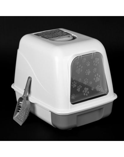 Туалет для кошек закрытый (с выдвижным лотком) ALTA серый 505х390х410мм