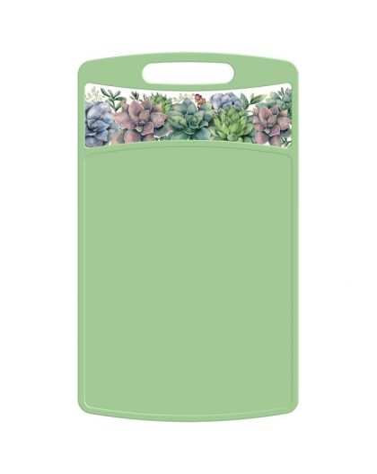 Доска разделочная Bergamo прямоугольная 335x220x4мм с декором (зеленый)