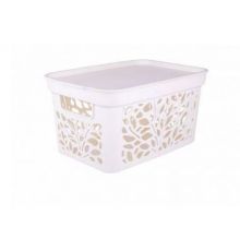 Корзина с крышкой Leaves18л 405х275х207мм (молочный)