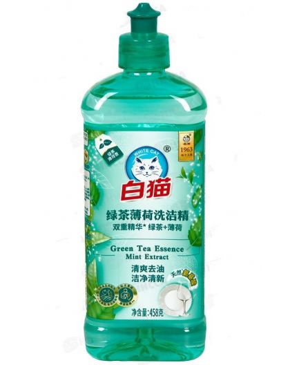 Средство для мытья посуды 458гр Whitecat зеленый чай, мята (упак.24шт)