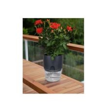 Горшок цветочный Аквадуэт, 2,6 л, антрацит с поддоном