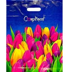 Пакет ПЭ с вырубной ручкой 38х47+6 (60) (Комплимент) ламинированный Интерпак (упак.50шт)