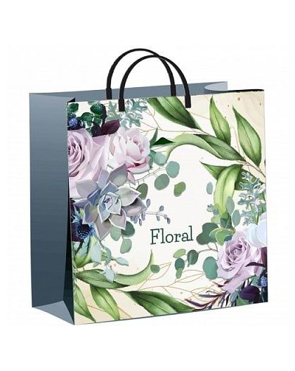 Пакет подарочный 30х30+10см из мягкого пластика (Нежное очарование)