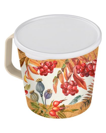 Контейнер-кружка 750мл с декором (бежевый)