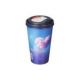 Стакан с крышкой 550мл с декором (синий)