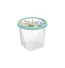 Контейнер для продуктов круглый 1л с декором Цветущий луг (светло-зеленый)