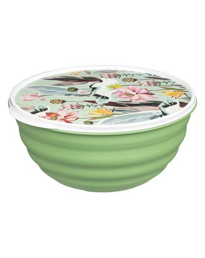 Миска Latina 3,2л с крышкой с декором (зеленый)