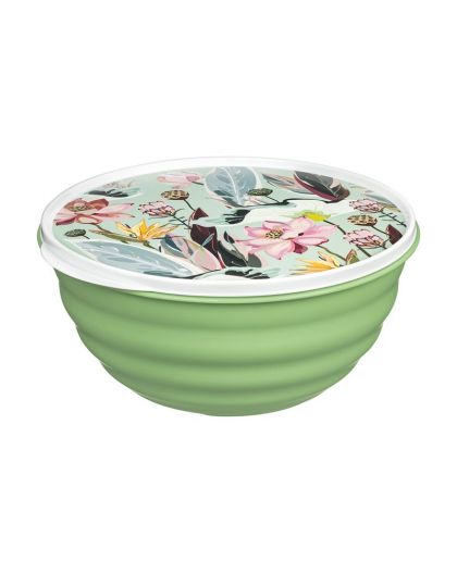 Миска Latina 2,1л с крышкой с декором (зеленый)