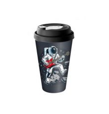 Стакан с крышкой 550мл с декором с клапаном (черный)