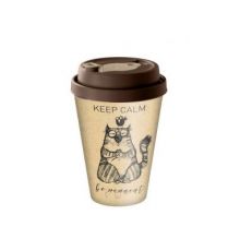 Стакан с крышкой 420мл с декором с клапаном my cats (темно-коричневый)