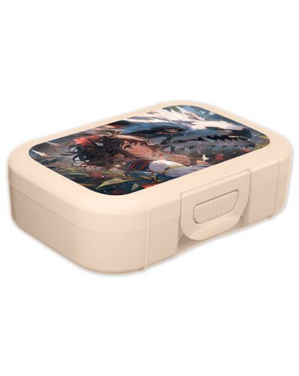Ланч-бокс детский 0,85л с декором «Anime kids» (светло-бежевый)