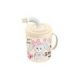 Кружка детская с крышкой, трубочкой и колпачком 300мл с декором Зайка (светло-бежевый)