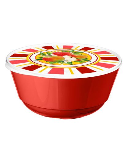 Миска Bergamo 1л с крышкой с декором Сицилия(красный)