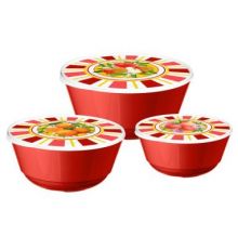 Комплект мисок Bergamo 3 шт. (1л+2л+3л) с крышками с декором Сицилия (красный)