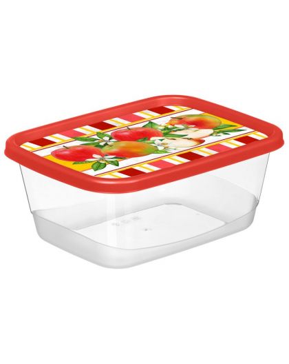 Контейнер для продуктов прямоугольный 1,5л с декором Сицилия (красный)