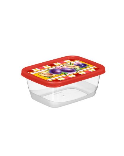 Контейнер для продуктов прямоугольный 0,5л с декором Сицилия (красный)