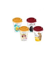 Стакан с крышкой 420мл с декором Веселые надписи (микс)