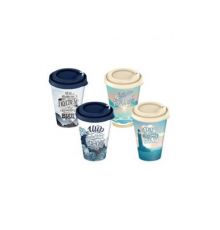 Стакан с крышкой 420мл с декором Сила слов (микс)