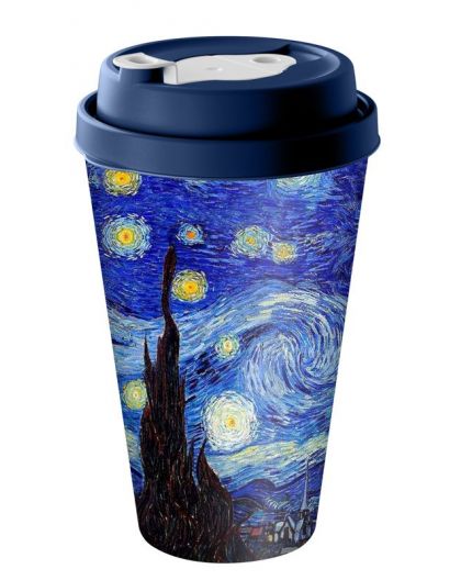 Стакан с крышкой 550мл с декором с клапаном Искусство (микс)