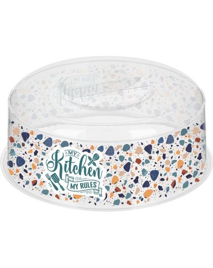 Крышка для СВЧ Bergamo D250мм с декором Терраццо (бесцветный)