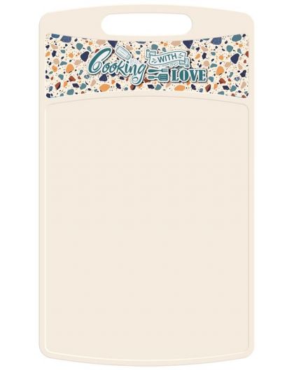 Доска разделочная Bergamo прямоугольная 335x220x4мм с декором Терраццо (светло-бежевый)