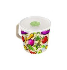 Контейнер-кружка 750мл с декором Овощной микс (светло-бежевый)