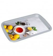 Поднос универсальный с декором 293x193x20 мм (Светло-серый)