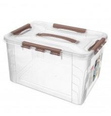 Ящик для хранения 20л универсальный с замками и ручкой GRAND BOX, 390х290х245мм (Коричневый)
