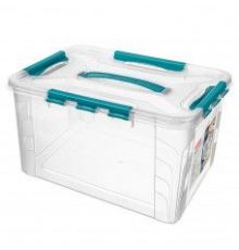 Ящик для хранения 20л универсальный с замками и ручкой GRAND BOX, 390х290х245мм (Голубой)